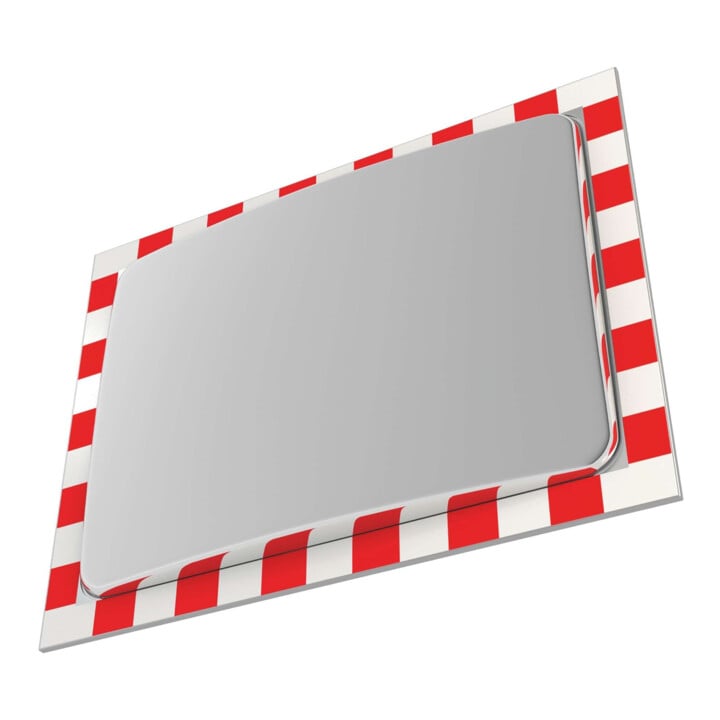 Moravia Miroir de circulation en acier inoxydable 600 × 800 mm cadre rouge/blanc + collier 76 mm