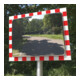 Moravia Miroir de circulation en acier inoxydable 800 × 1000 mm cadre rouge/blanc + collier 76 mm