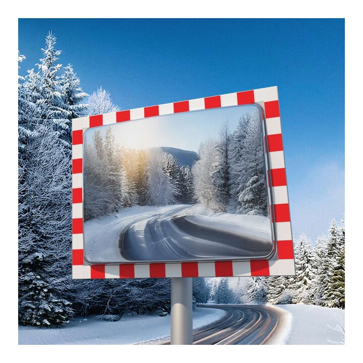 Moravia Miroir de circulation en acier inoxydable anti-buée/antigivre 600 × 800 + collier