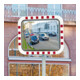 Moravia Miroir de circulation en inox 600 × 800 mm cadre rouge/blanc + collier