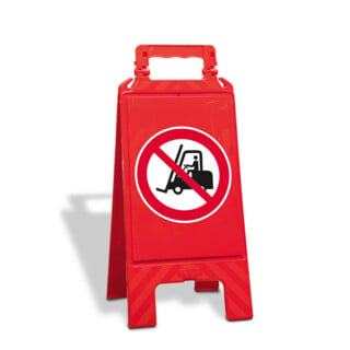 MORAVIA Panneau d’avertissement pliable en plastique rouge Symbole interdiction de chariots élévateurs