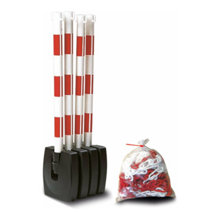 Moravia pédalier pliable rouge/blanc 4 poteaux 50 x 900 mm + 10 m de chaîne 4 pcs.