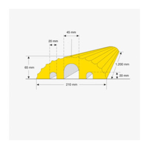 Moravia Ponte per cavi, piccolo, giallo, 3 canaline per cavi, 1200x210x65mm