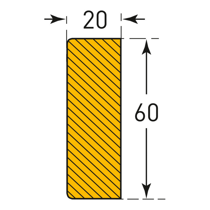 Moravia Prallschutz MORION Rechteck Flächenschutz 20 x 60 mm Länge 1000 mm gelb/schwarz magnetisch