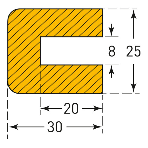 Moravia Protection anti-chocs MORION profil rectangulaire 30 × 25 × 8 mm L 5000 mm jaune/noir
