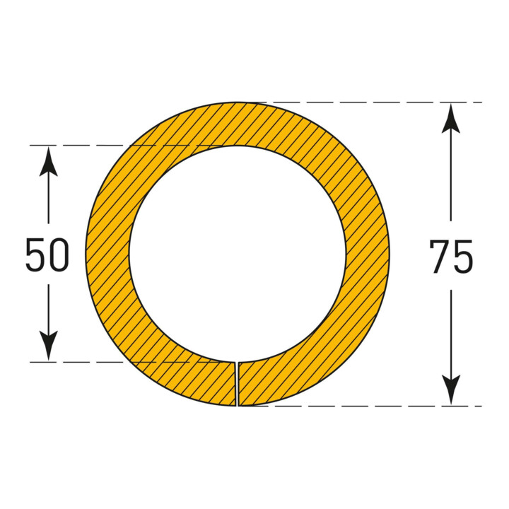 MORAVIA Protection complète de tube circulaire 50/75 PU jaune/noir 1000 mm