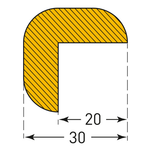 Moravia Protection d’angle MORION 30 × 30 mm longueur 1000 mm noir/jaune magnétique