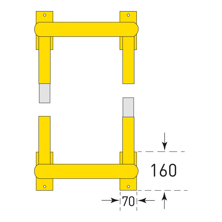 Moravia Protection de colonne acier noir/jaune 2 pièces 600 × 620 × 620 mm à cheviller