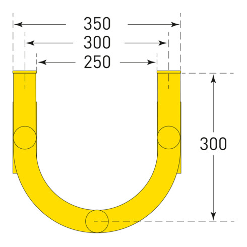 Moravia Protection de tube Groß 1000 noir/jaune 1000 × 350 × 300 mm avec plaques sol/murales
