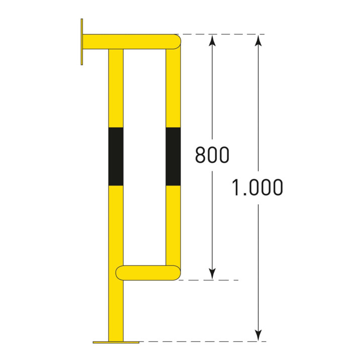 Moravia Protection de tube Groß 1000 noir/jaune 1000 × 350 × 300 mm avec plaques sol/murales
