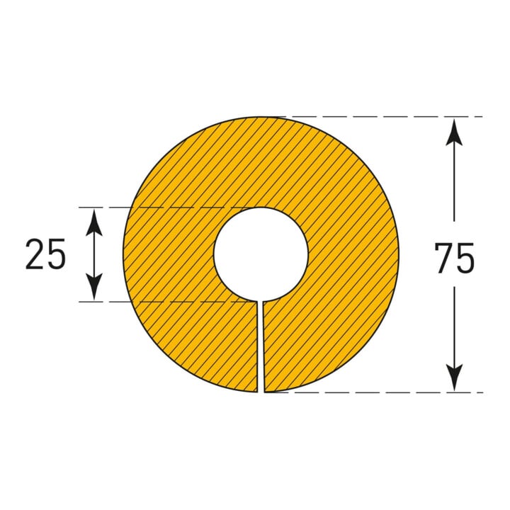 MORAVIA Protection de tube pleine longueur circulaire 25/75 PU jaune/noir 1000 mm