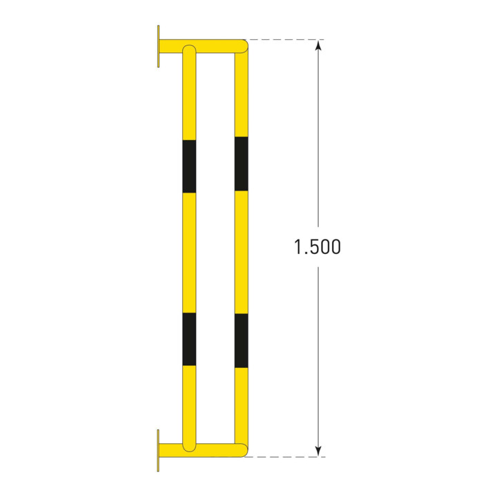 Moravia Protection de tuyau Grande 1500 noir/jaune 1500 x 350 x 300 mm avec plaques murales