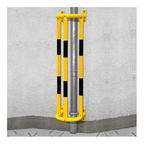 Moravia Protection de tuyau Grande 1500 noir/jaune 1500 x 350 x 300 mm avec plaques murales