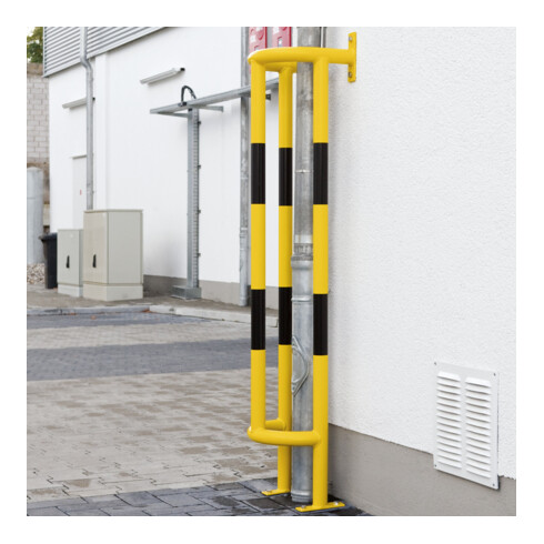Moravia Protection de tuyau Groß 1500 noir/jaune 1500 x 350 x 300 mm avec plaques sol/murales
