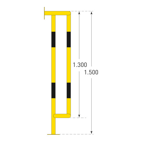 Moravia Protection de tuyau Groß 1500 noir/jaune 1500 x 350 x 300 mm avec plaques sol/murales