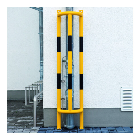 Moravia Protection de tuyau Groß 1500 noir/jaune 1500 x 350 x 300 mm avec plaques sol/murales