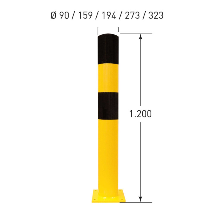 Moravia Rammschutz-Poller XL Stahl schwarz/gelb 194 x 1200 mm zum Aufdübeln