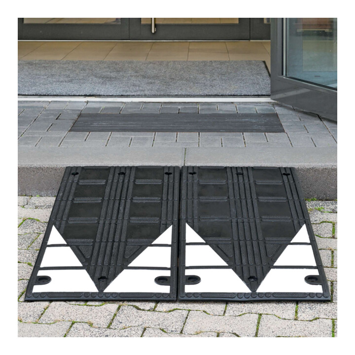 MORAVIA Rampe de bordure 450 x 1000 x 80 mm caoutchouc vulcanisé noir blanc