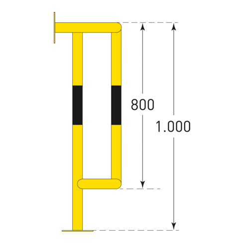 Moravia Rohrschutz Groß 1000 schwarz/gelb 1000 x 350 x 300 mm mit Boden/Wandplatten
