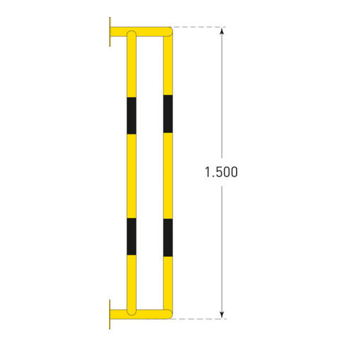 Moravia Rohrschutz Groß 1500 schwarz/gelb 1500 x 350 x 300 mm mit Wandplatten