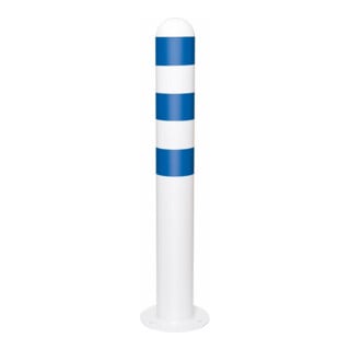 MORAVIA Schutzpoller CITY Stahl feuerverzinkt 800mm weiß Alu-Kappe blaue Reflexringe