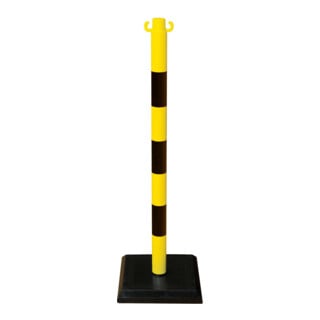 MORAVIA Set 4 supports d’avertissement à chaîne GUARDA-Plus remplis de béton, chaîne 12,5 m jaune-noir