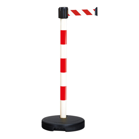 Moravia Support d'avertissement de ceintureBASIC avec bande hachurée rouge/blanc Longueur 3000 mm, 50 x 950 mm