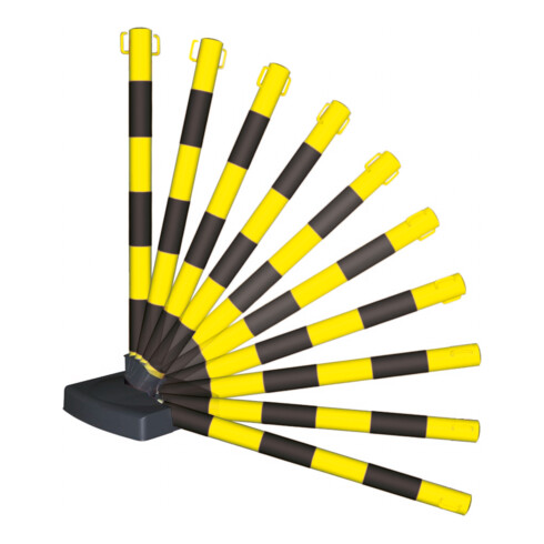 Moravia Support d'avertissement pliable noir/jaune 50 x 900 mm avec 2 crochets de chaîne + plaque de pied