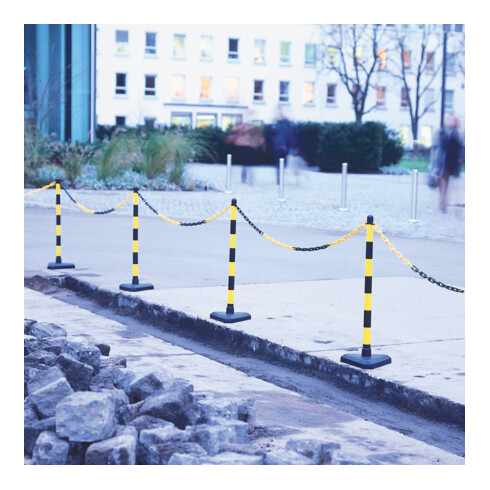 Moravia Support de chaîne léger noir/jaune 40 × 870 mm avec pied en caoutchouc dur carré