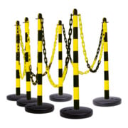 Moravia Support de chaîne Set Pied rond rechargeable noir/jaune 10 m chaîne + connecteur + 6 crochets