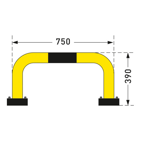 Moravia Support de protection contre les chocs Black Bull SWING pour usage extérieur pour chevillage 390 x 750 mm