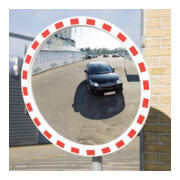 Moravia Verkehrsspiegel aus Acrylglas rund Rahmen rot/weiß + 76er Schelle-4