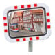 Moravia Verkehrsspiegel aus Edelstahl 450 x 600 mm Rahmen rot/weiß + Schelle