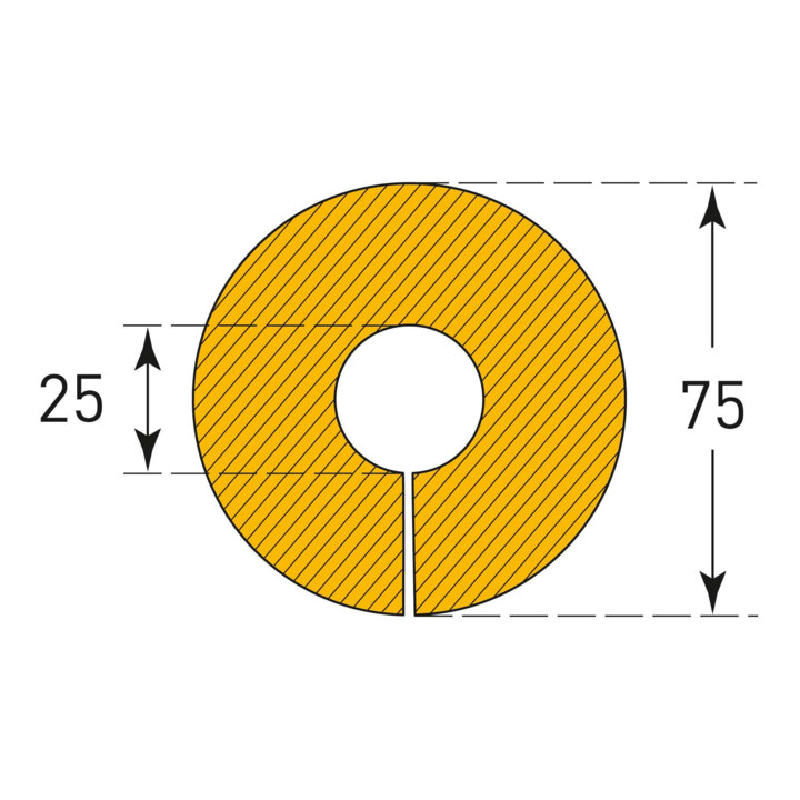 MORAVIA Vollrohrschutz Kreis 25/75 PU gelb/schwarz 1000mm