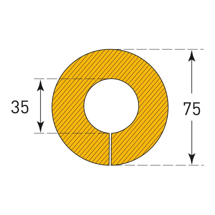 MORAVIA Vollrohrschutz Kreis 35/75 PU gelb/schwarz 1000mm
