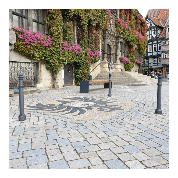 MORAVIA Wappen-Poller H 925 mm Stahlkern DB 703 anthrazit matt