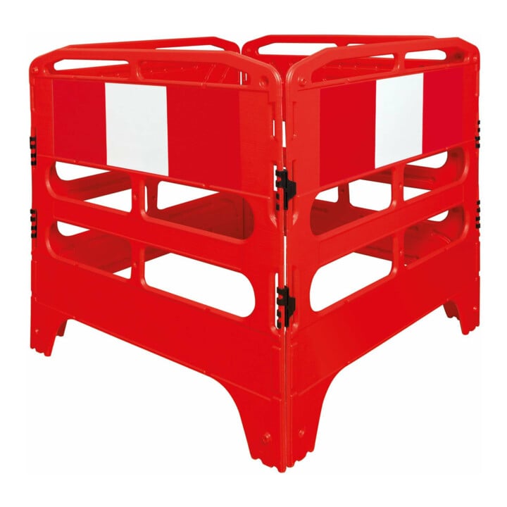 MORION Grille de protection de puits 1 000 × 1 000 × 1 000 mm rouge-blanc réfléchissante Type 1