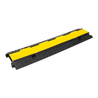 MORION Passerelle de câble 2 canaux 245 × 1000 × 45 mm caoutchouc dur noir couvercle jaune