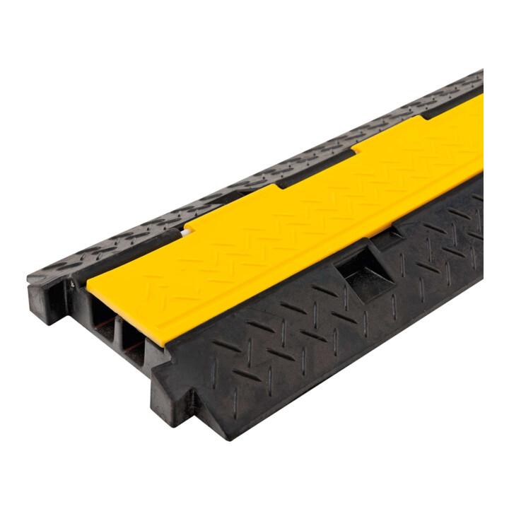 MORION Passerelle de câble 2 canaux 245 × 1000 × 45 mm caoutchouc dur noir couvercle jaune