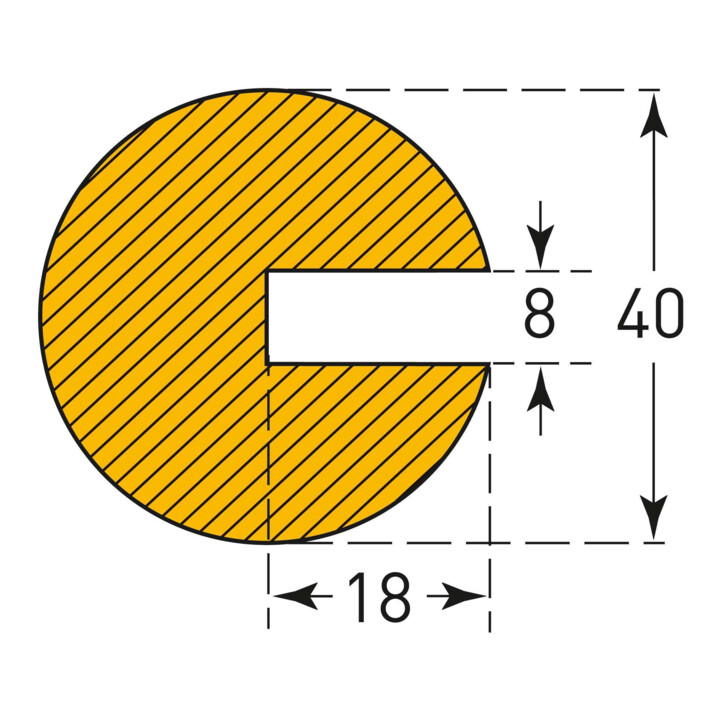 MORION Protection anti-chocs circulaire, profil 40 x 40 x 8 mm jaune/noir, 1000 mm