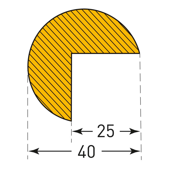 MORION Protection d’angle circulaire 40 x 40 mm jaune/noir autocollante 1000 mm