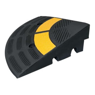 MORION Rampe de bordure Élément de finition 300 x 300 x 100 mm Caoutchouc noir jaune réfléchissant jusqu’à 40 t