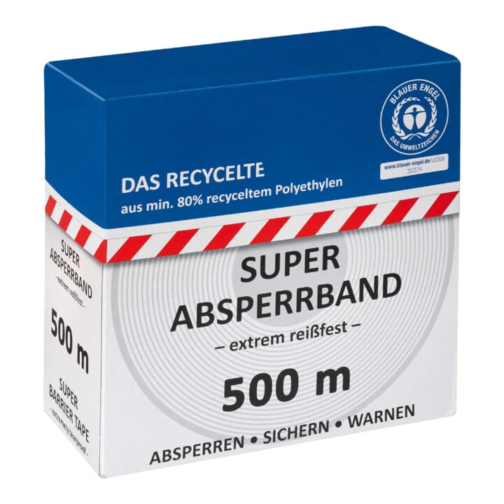 MORION Ruban de signalisation 500 m rouge-blanc certifié Blauer Engel en polyéthylène recyclé