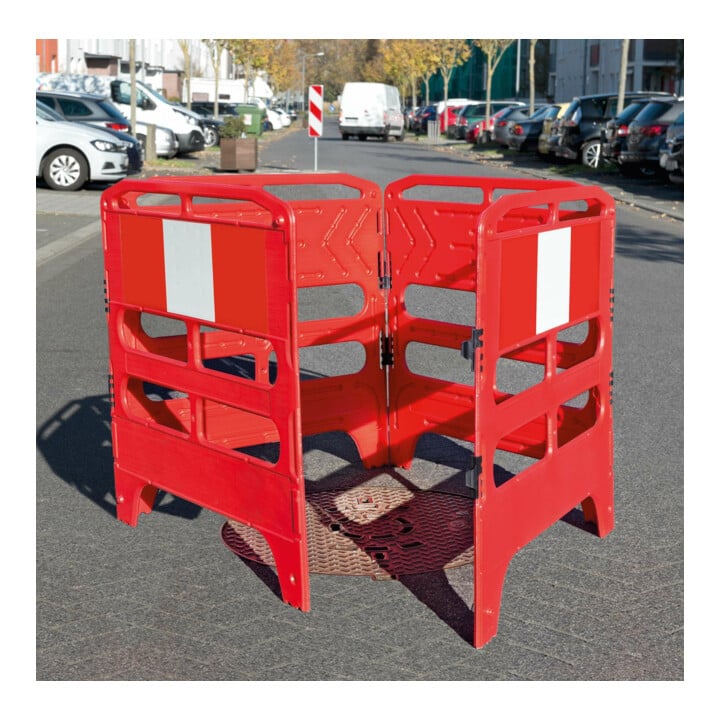 MORION Schachtschutzgitter 1.000 x 1.000 x 1.000mm rot-weiß reflektierend Typ 1
