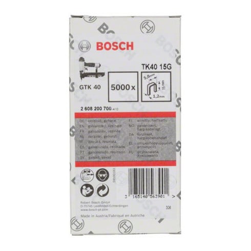 Bosch Morsetto posteriore stretto TK40 15G 5,8mm 1,2mm 15mm, zincato