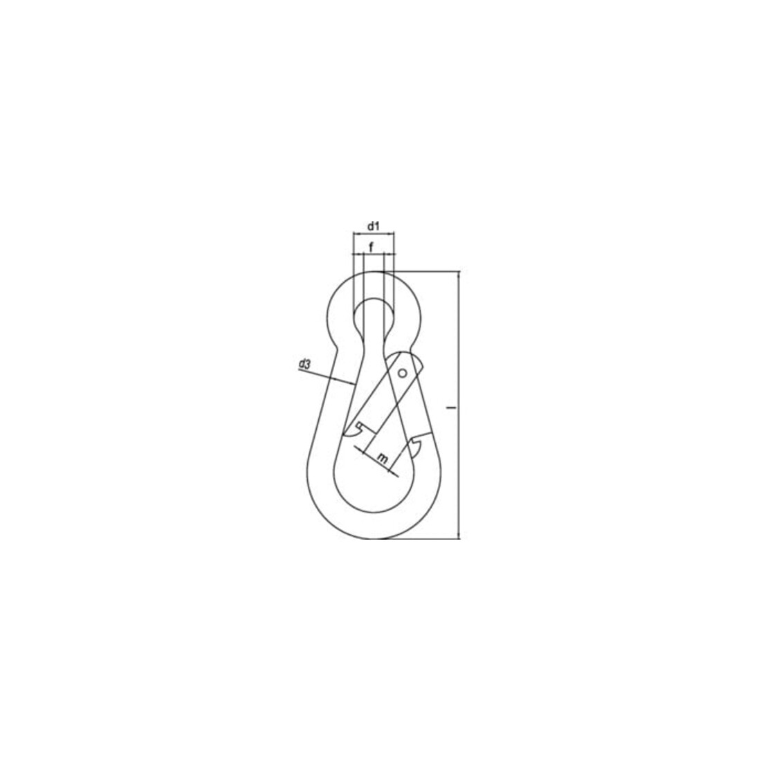 Mousqueton DIN 5299, forme C L. 100 mm épaisseur du fil 10 mm cap.charge 350 kg