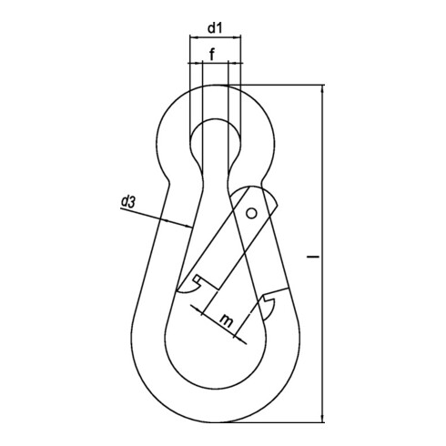 Mousqueton DIN 5299, forme C L. 60 mm épaisseur du fil 6 mm cap.charge 120 kg ga