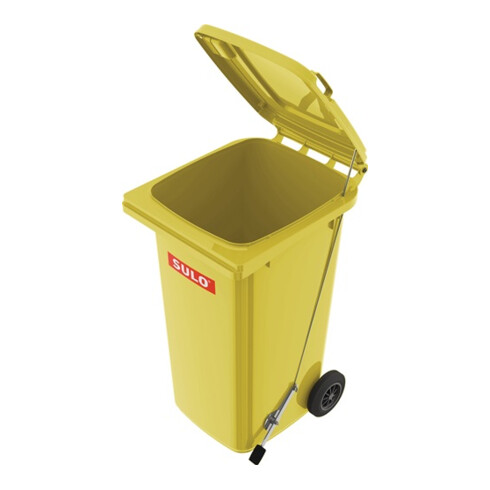Müllgroßbehälter 120l HDPE gelb fahrbar,m.Fußpedal SULO