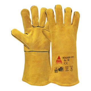 Gants de soudage à la main Mühlheim-I-Super, cuir fendu de vachette