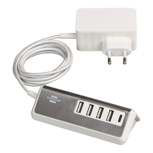 Multi chargeur Brennenstuhl estilo USB avec 1,5m de câble textile 4x chargeur USB type A + 1x type C